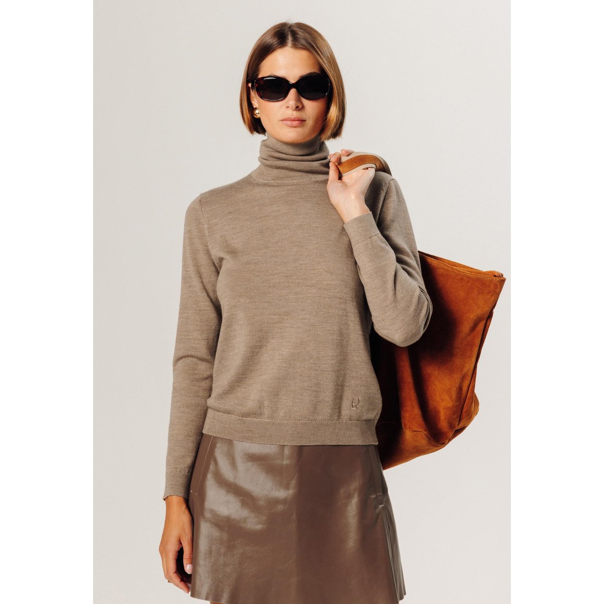 Pull col roulé en laine mérinos beige, RODIER