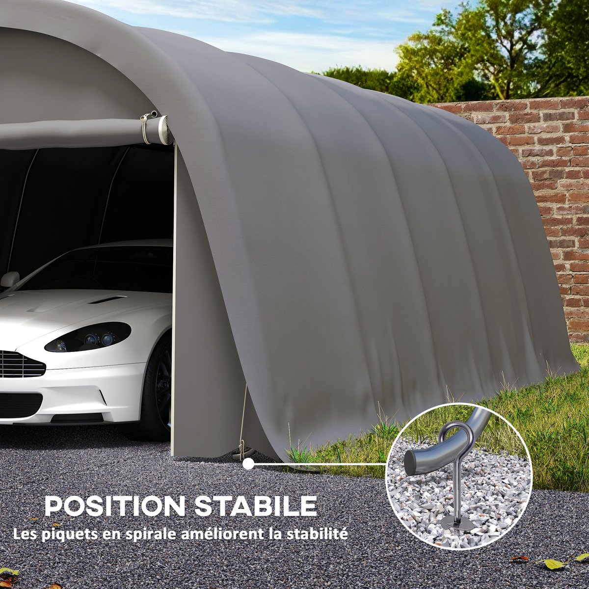 Abri pour voiture Acier galvanisé Gris Foncé gris foncé, OUTSUNNY