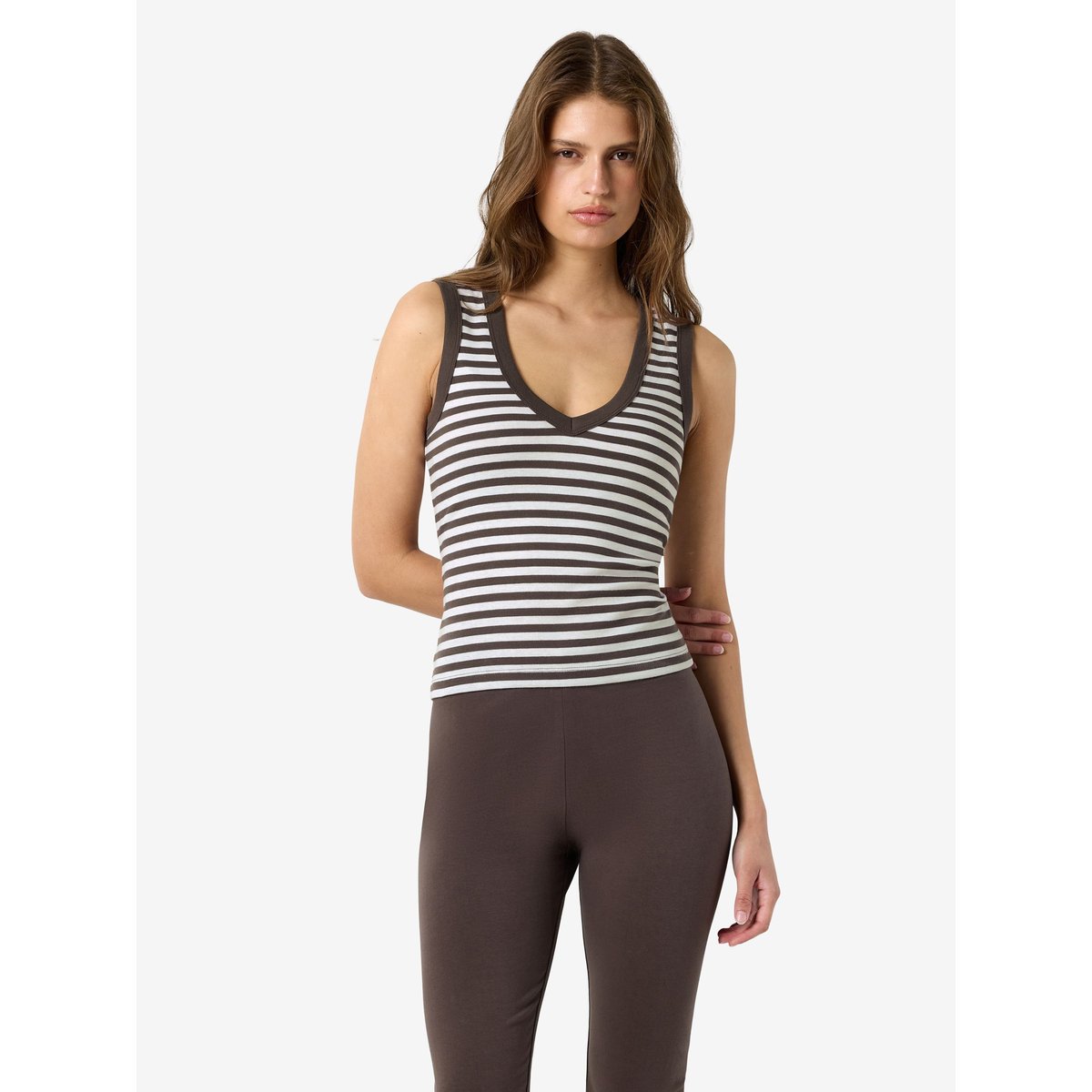 Top À Col V marron - chocolate brown1, NOISY MAY