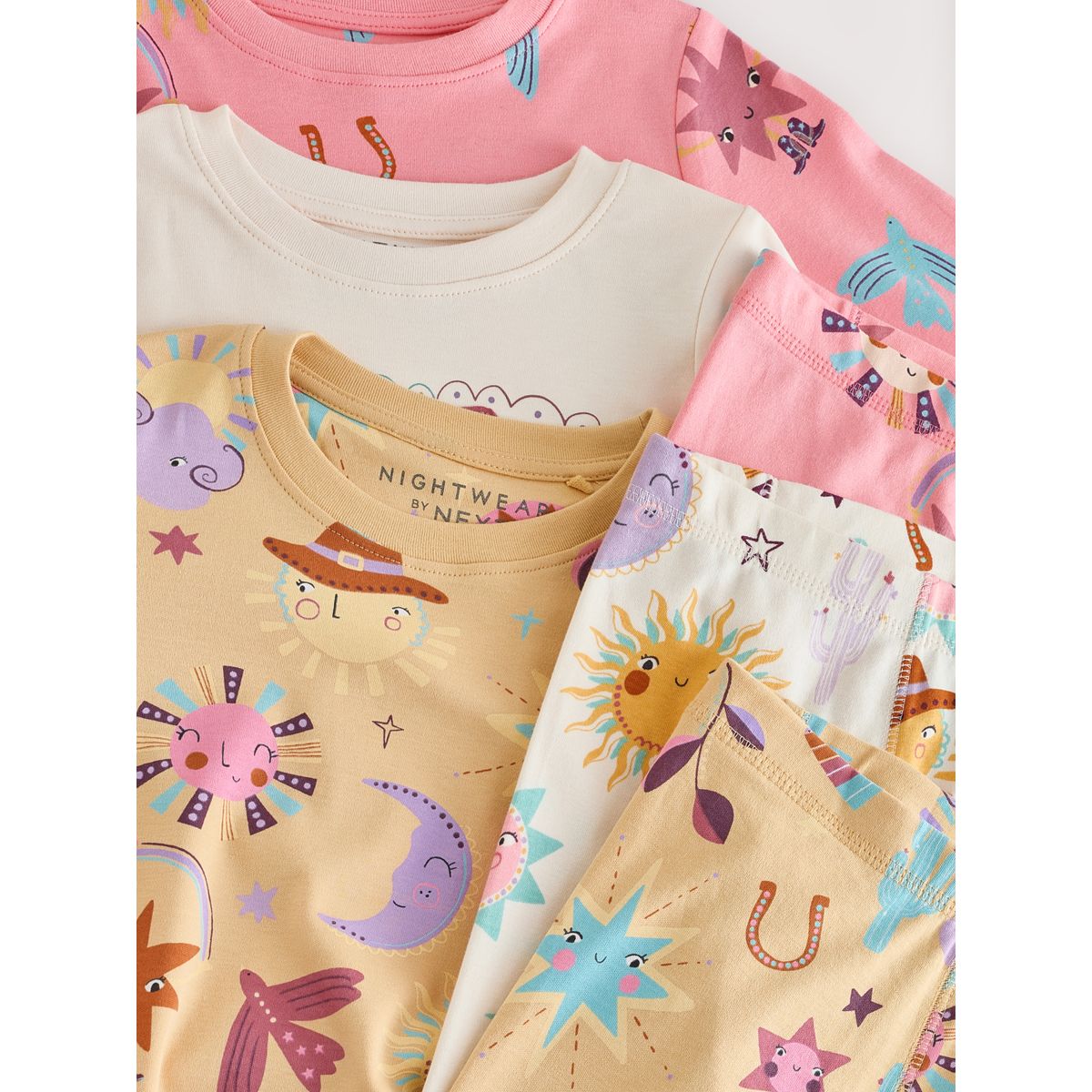 Pyjama douillet, lot de 3 imprimé western rose/jaune, NEXT