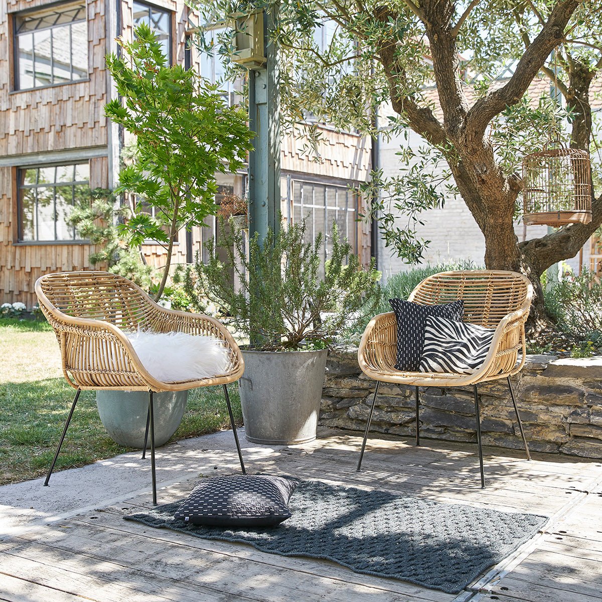 Lot de 2 fauteuils en rotin et métal BOHEMA naturel, BERAH GETAH