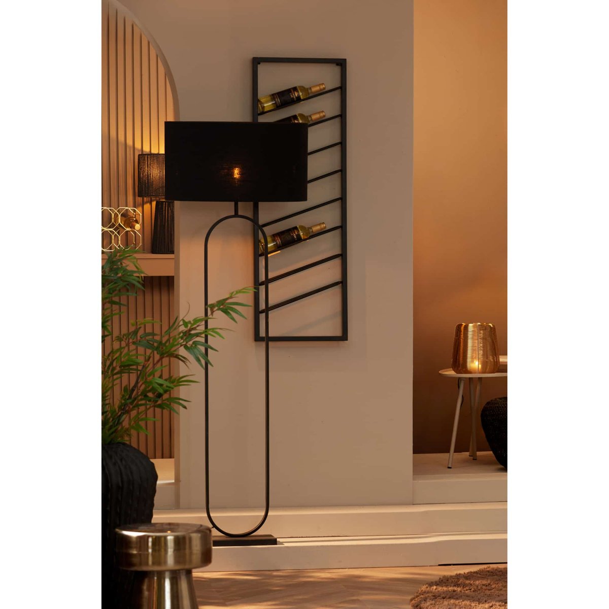 Lampadaire Métal JAMIRI noir mat, LIGHT & LIVING