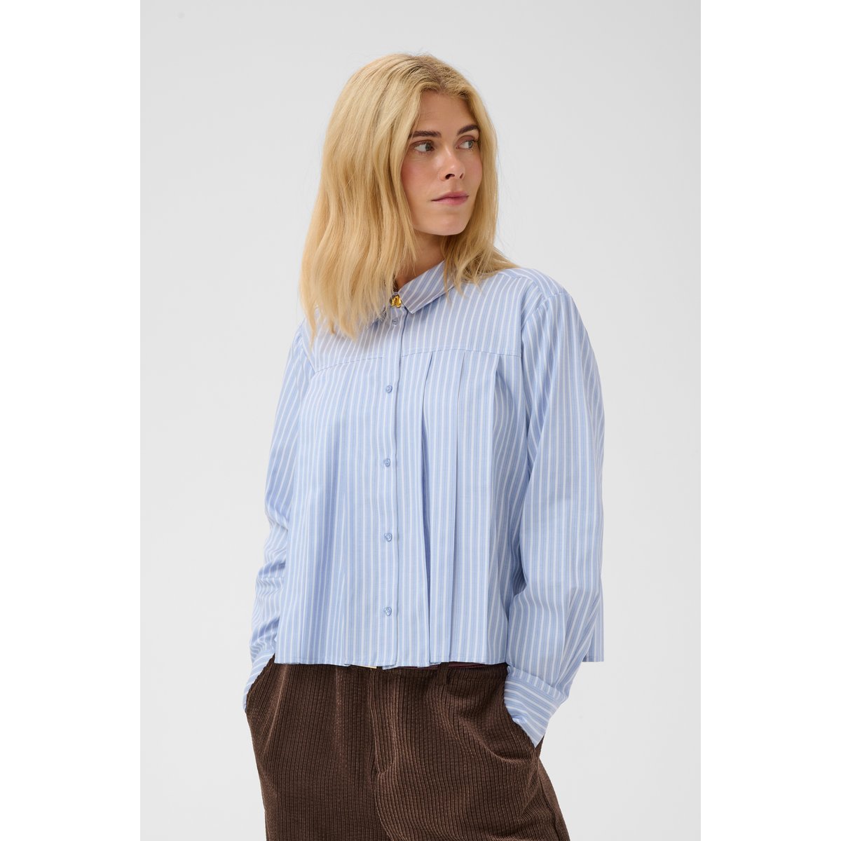 Chemise à manches longues bleu/blanc rayures, CULTURE