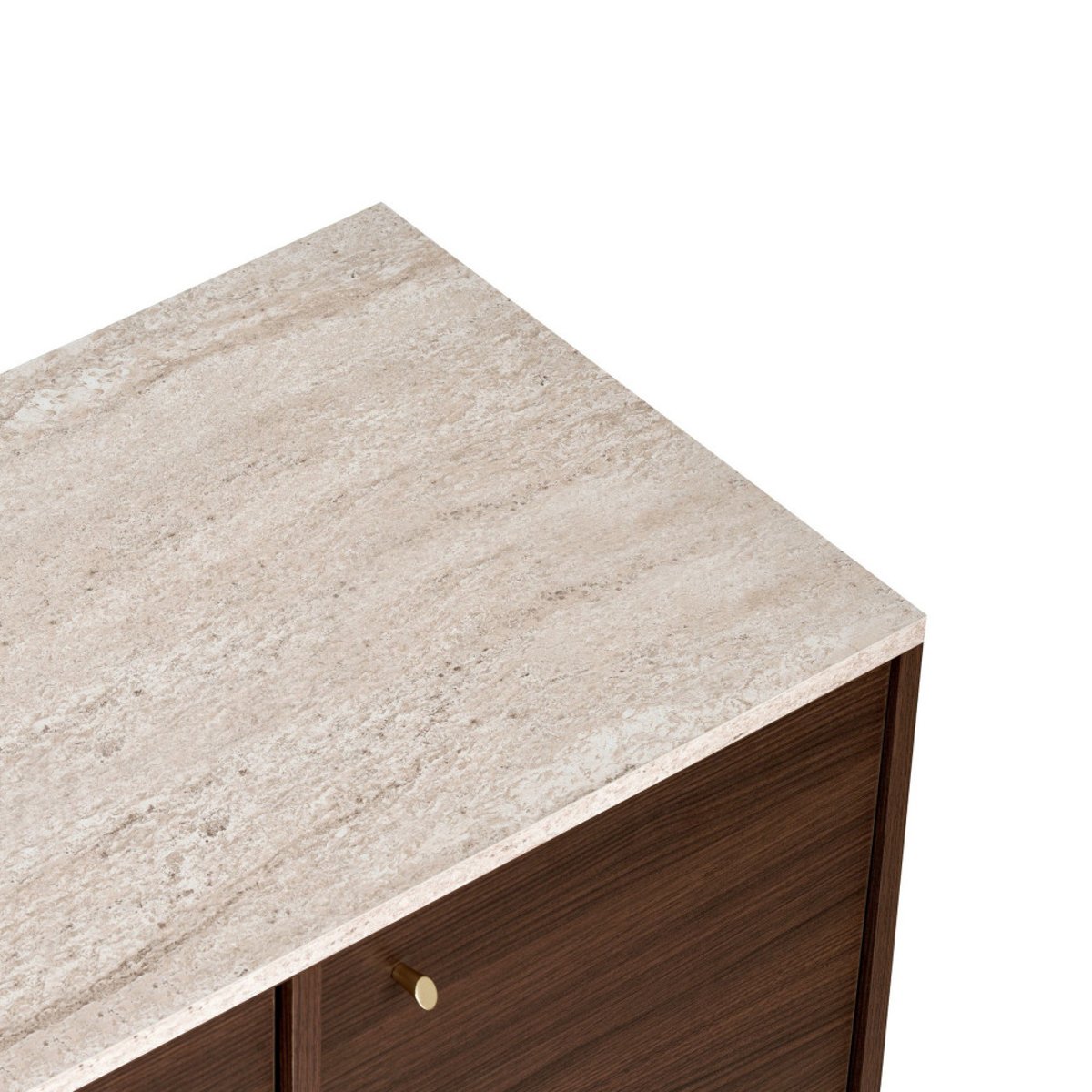 Buffet 4 portes plateau effet travertin et bois L180cm- HOPA bois foncé, DRAWER