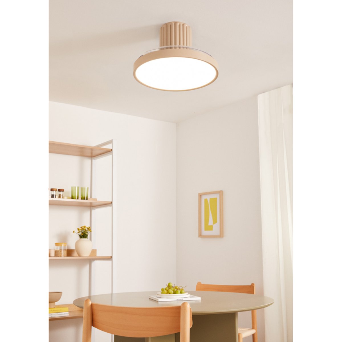 Ventilateur plafond 40 W avec éclairage LED et télécommande WIND CLEAR SCULPT sable/sable, CREATE