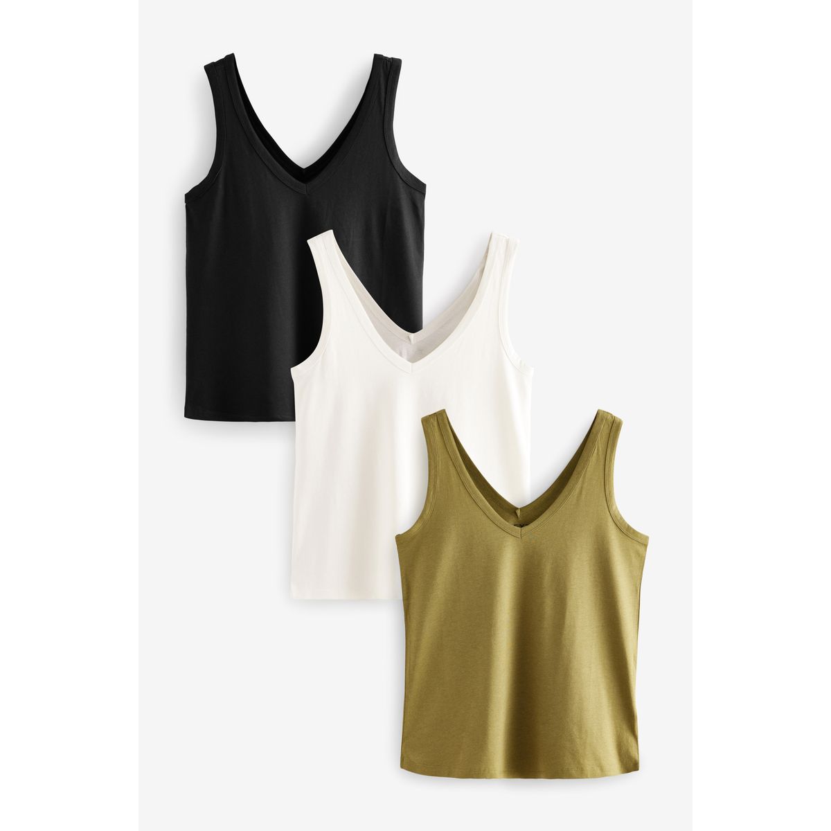 Débardeur ample en modal, lot de 3 blanc/noir/gris marl, NEXT