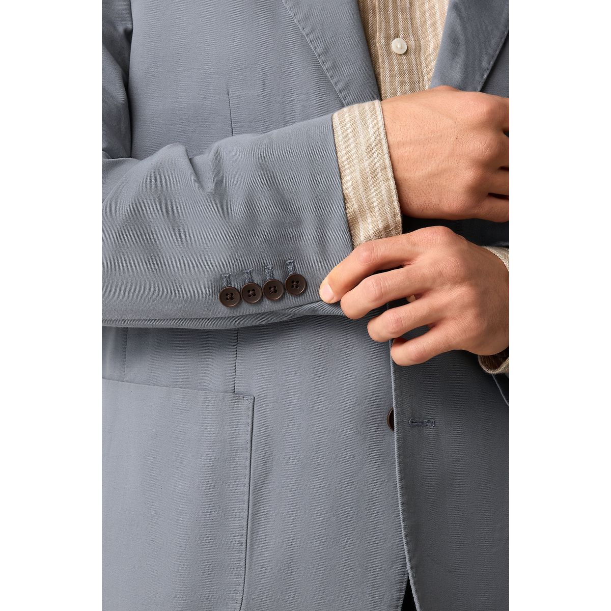 Blazer en coton, lin et lyocell bleu acier, NEXT