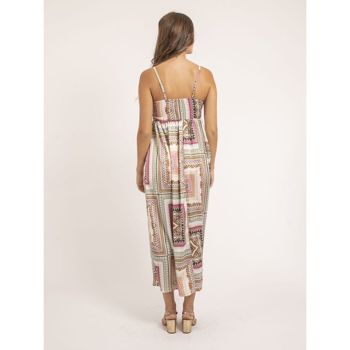 Robe Longue Motifs Imani ecru, DONA LISA