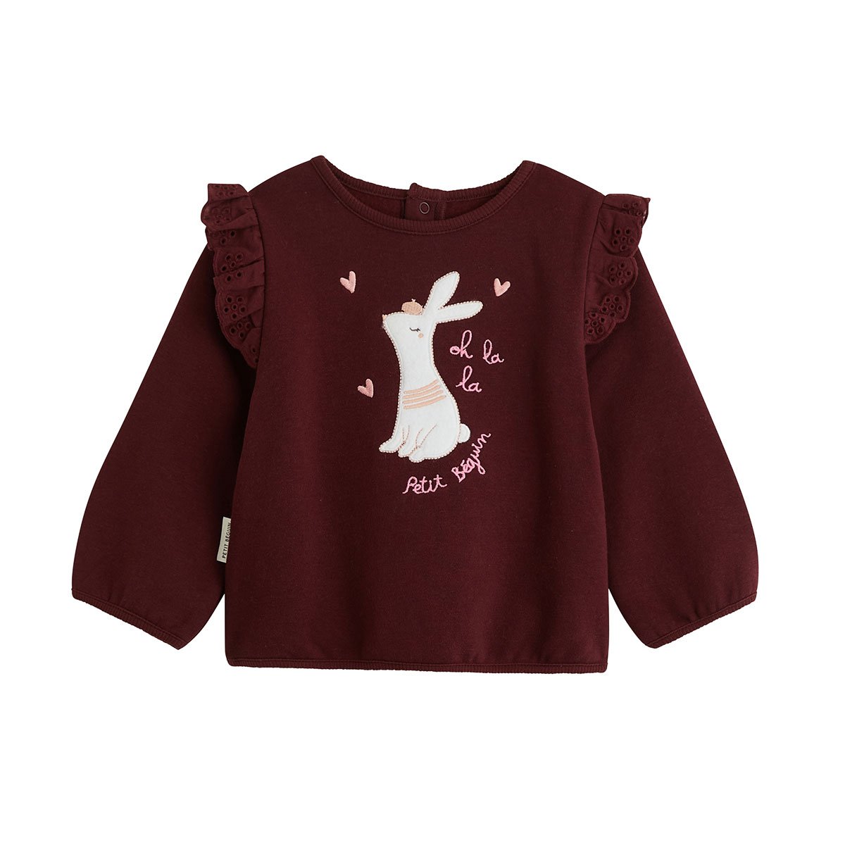 Sweat-shirt bébé en molleton Aimée bordeaux, PETIT BEGUIN