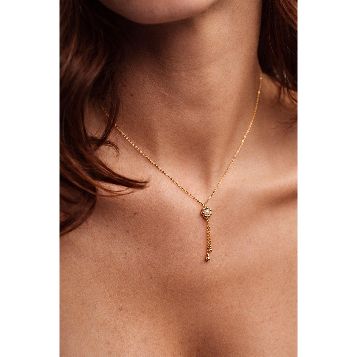 Collier cravate Daisy - Perle de culture or laminé, YAY PARIS