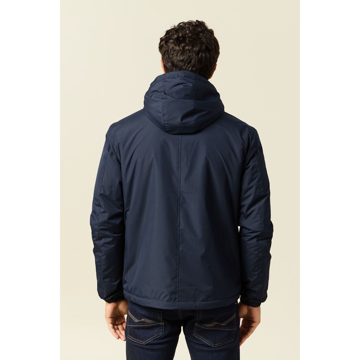 Parka courte droite effet polaire bleu marine, BONOBO