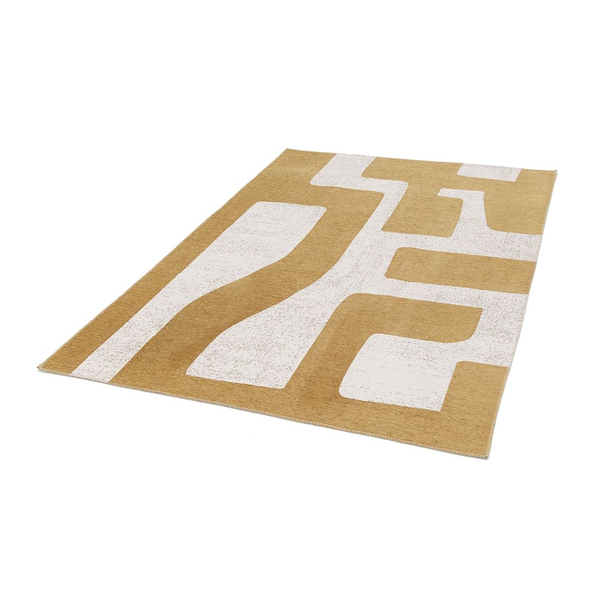 Tapis poils ras style graphique, JASPER jaune, BOBOCHIC