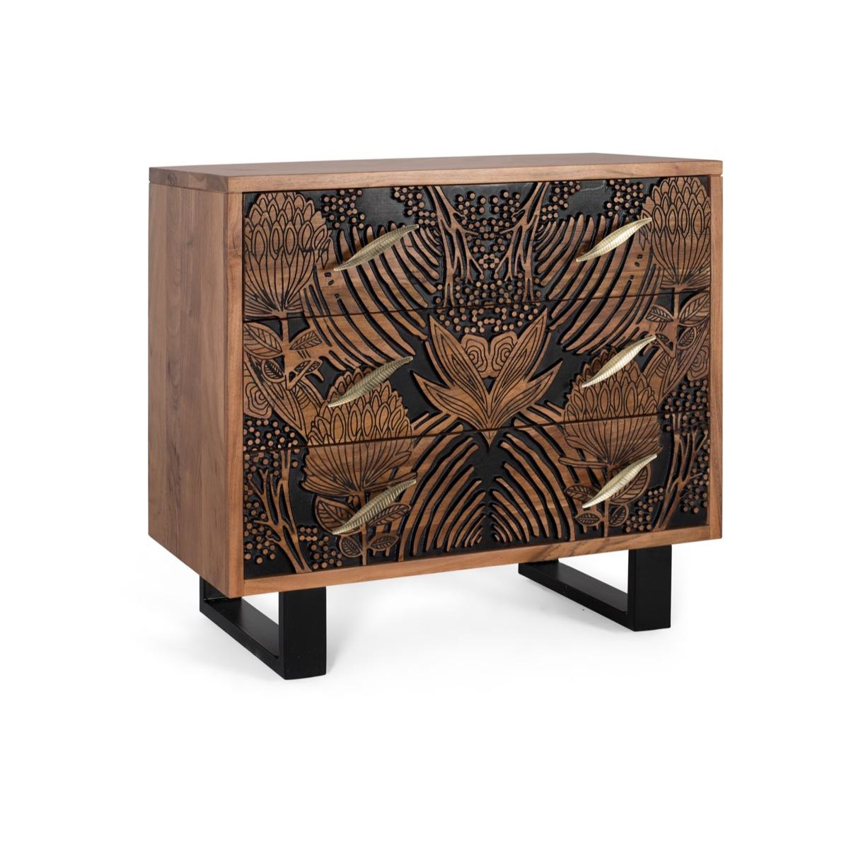 Commode 3 tiroirs - IRIS marron, DECORATION D’AUTREFOIS