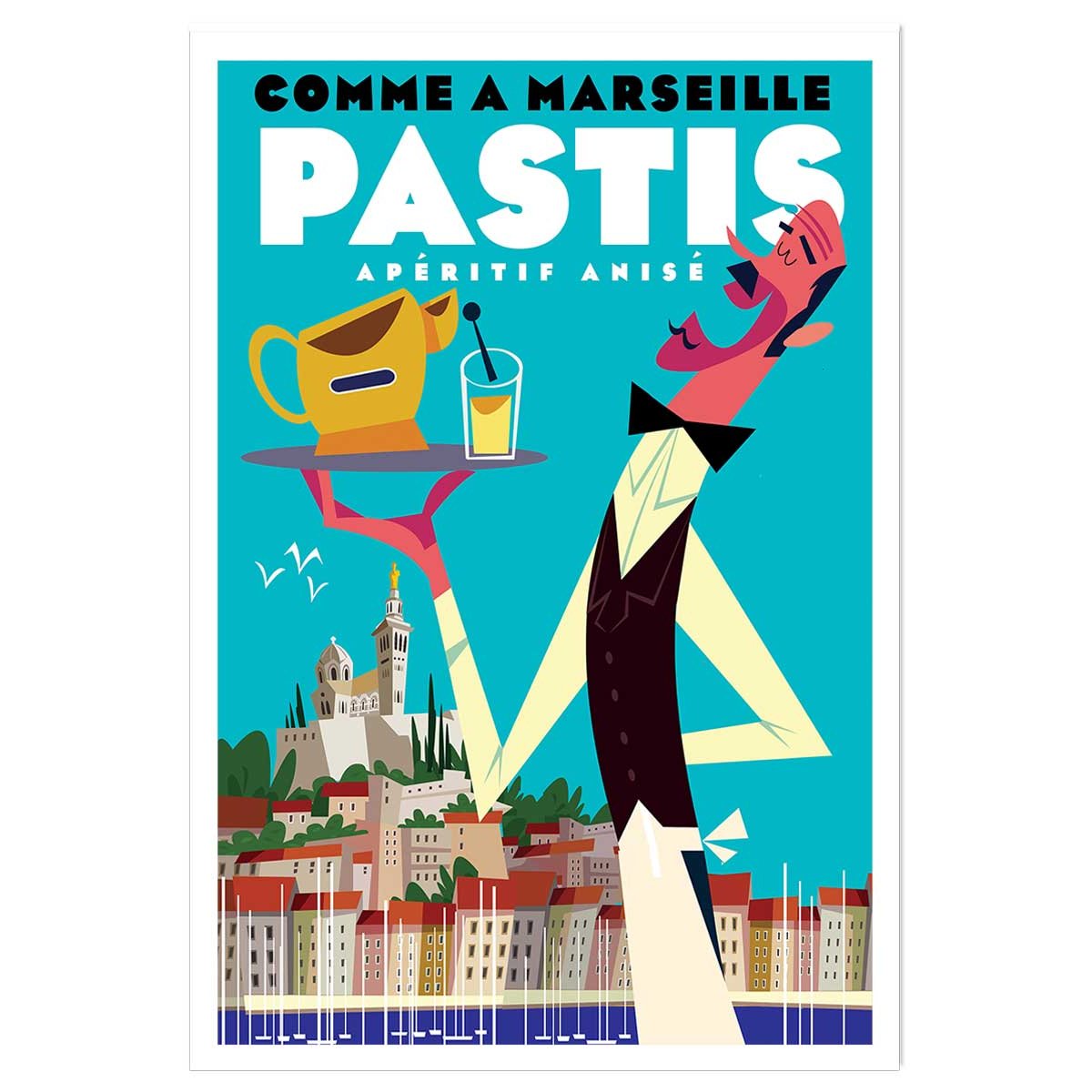 Poster un pastis sur le vieux port affiche seule, HEXOA