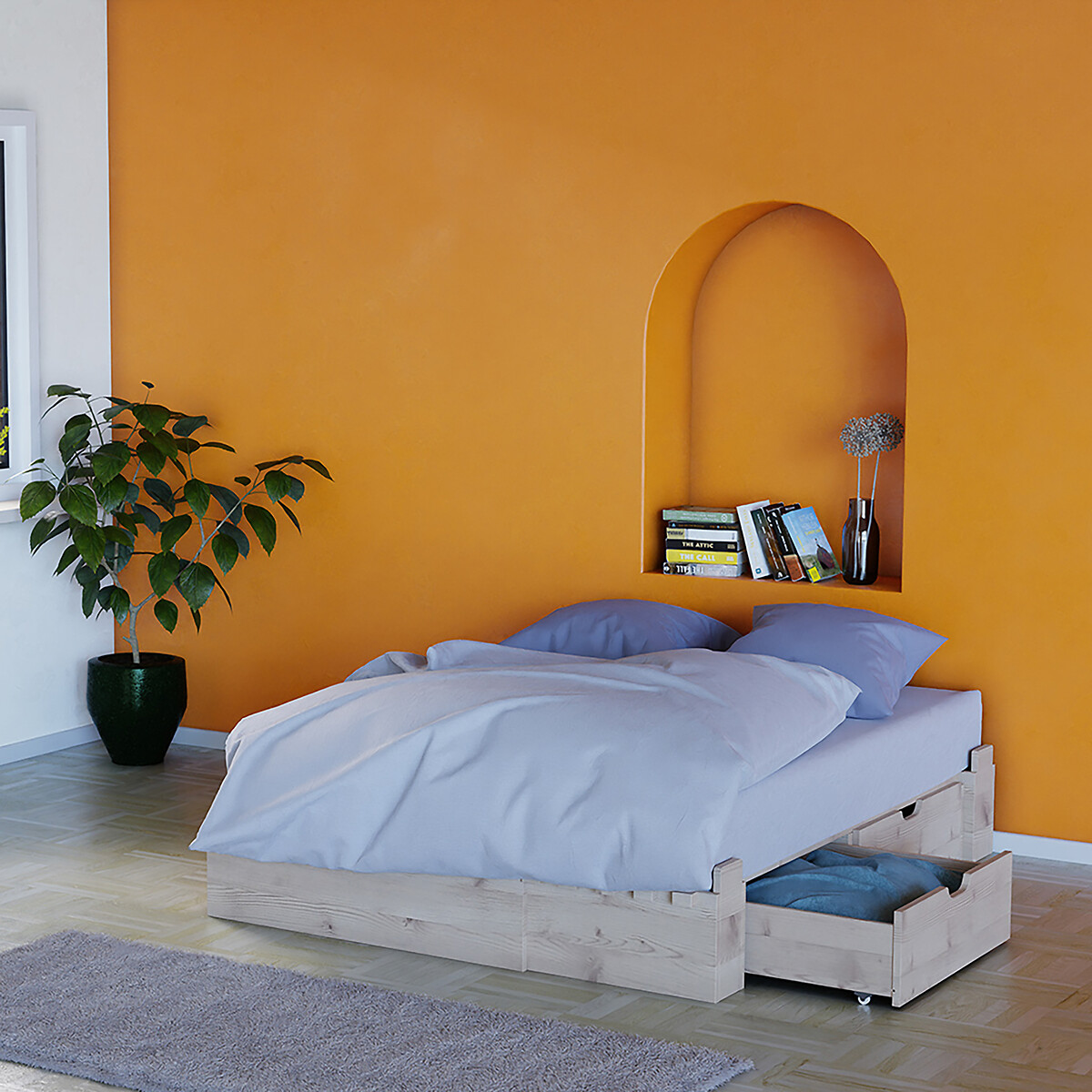 Bett Everlasting 140 mit 2 Schubladen holz hell, EUROPE & NATURE