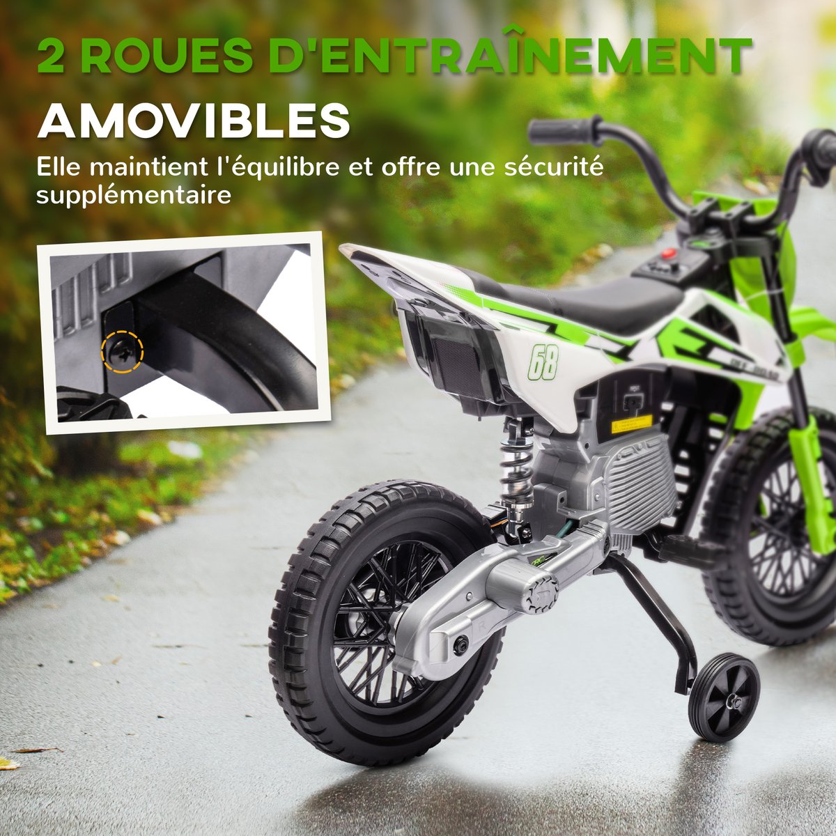 Moto électrique à conducteur assis PP Vert vert, AIYAPLAY