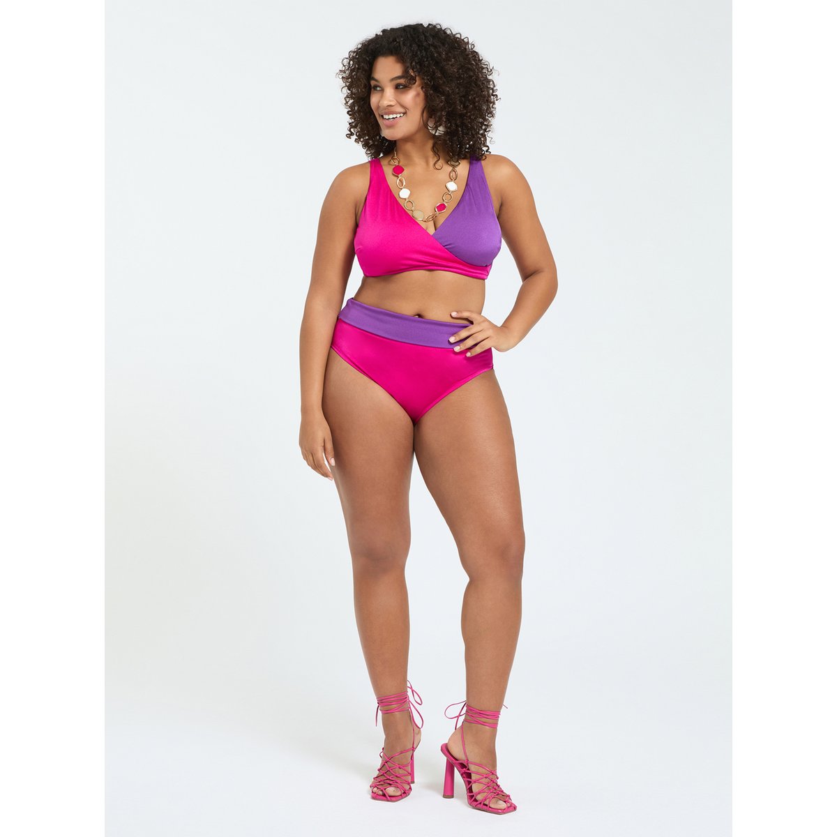 Bikini croisé color block fuchsia, FIORELLA RUBINO