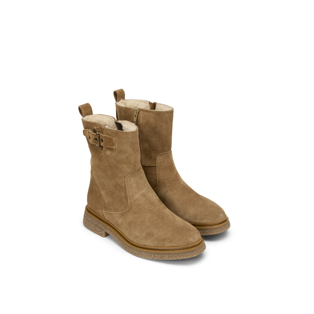 Bottes à tige courte modèle Lotta avec une doublure chaude et moelleuse marron foncé, MARC O'POLO
