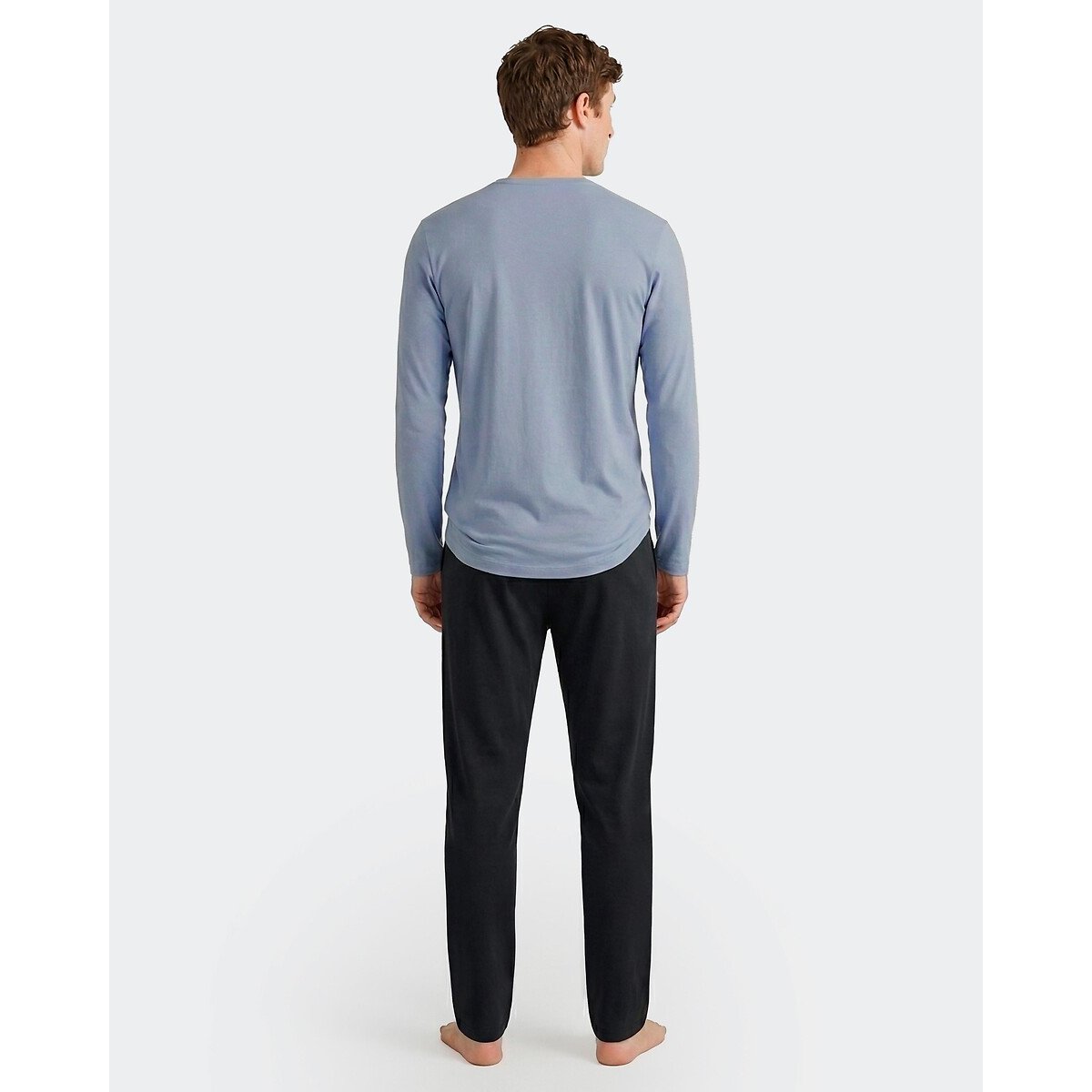 Pigiama lungo, pantaloni a tinta unita blu + marine, EDEN PARK