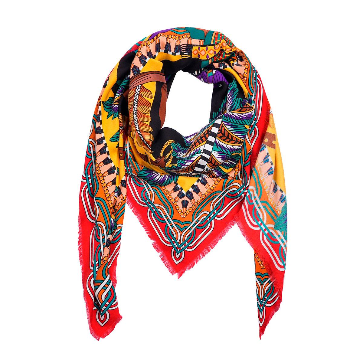 Grand foulard à motifs PONY PONY noir, WILD