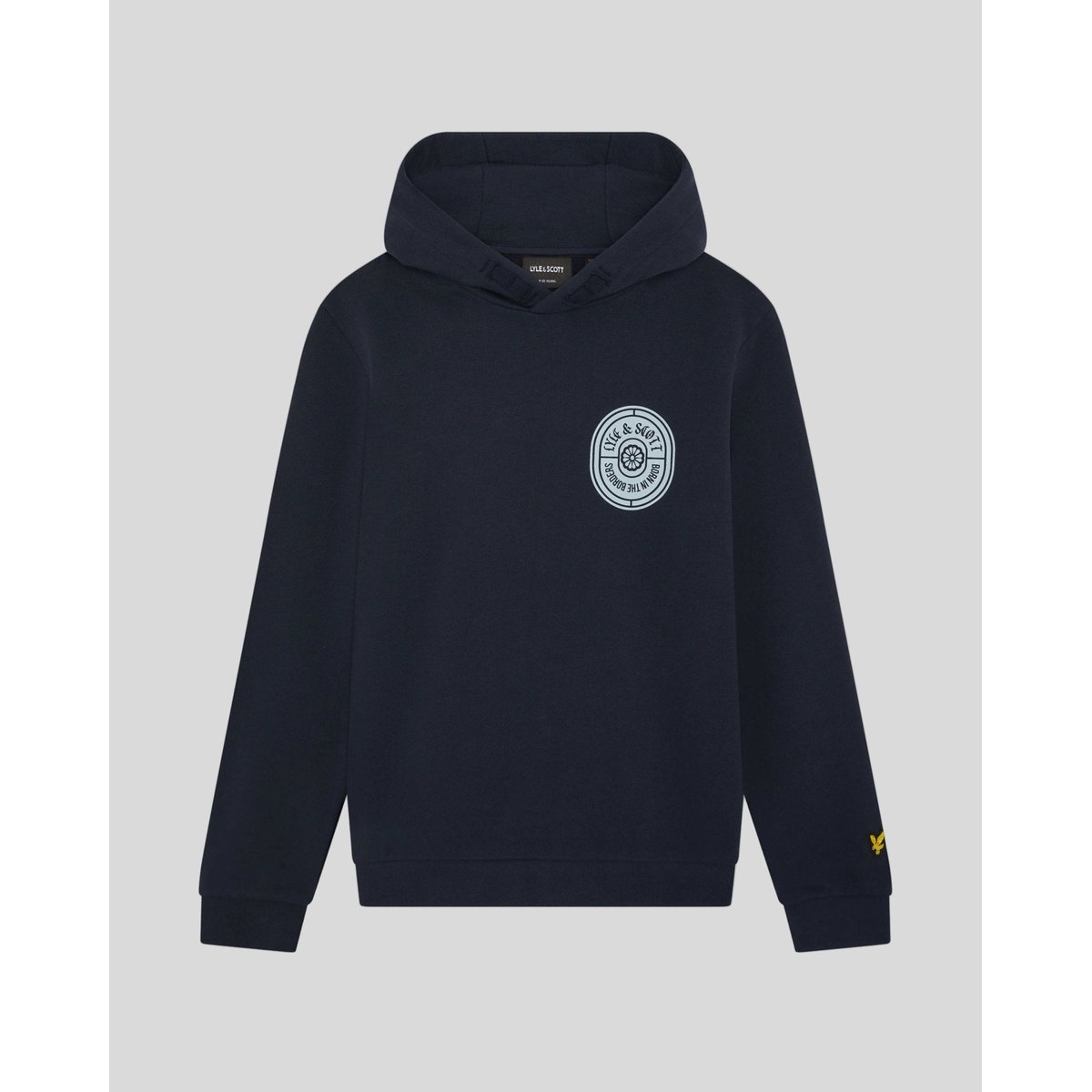 Sweat à capuche graphique badge en coton bleu foncé marine, LYLE & SCOTT
