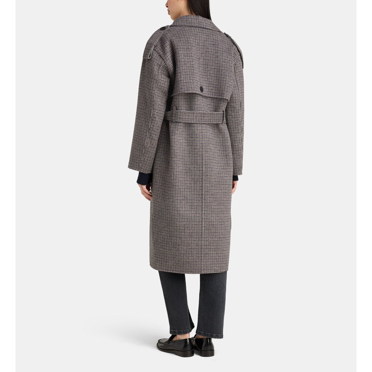 Manteau droit long levanio kro double face bleu et multicolore, JODHPUR