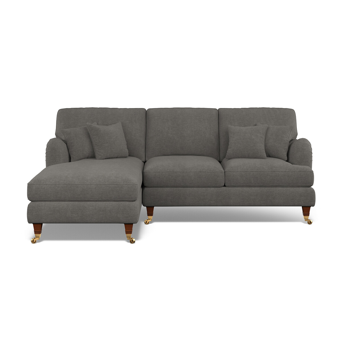 Emeline Soft Brushed Corner Chaise Sofa with Castor Legs (Left Facing) pewter, ÉDITÉ