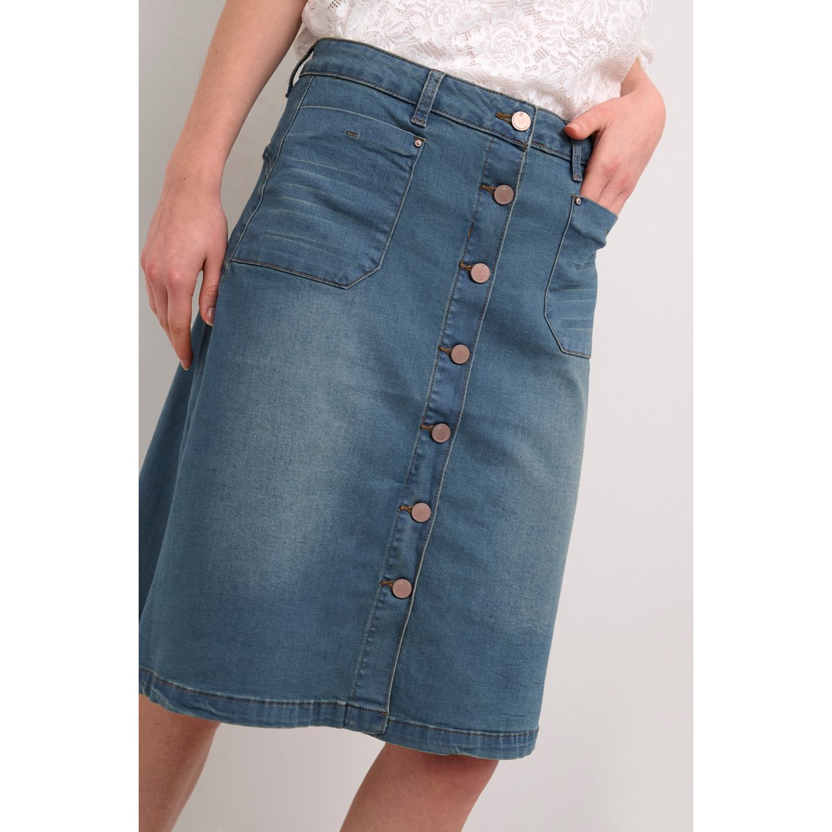 Denim skirt bleu light blue denim, CREAM