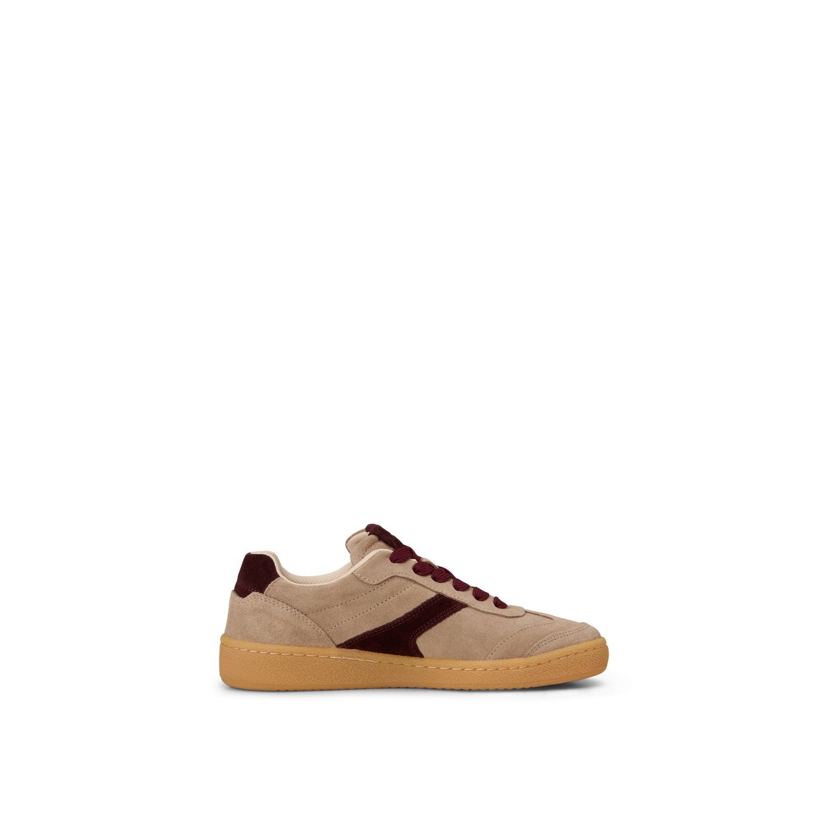 Modèle de baskets Court en cuir velours souple marron, MARC O'POLO