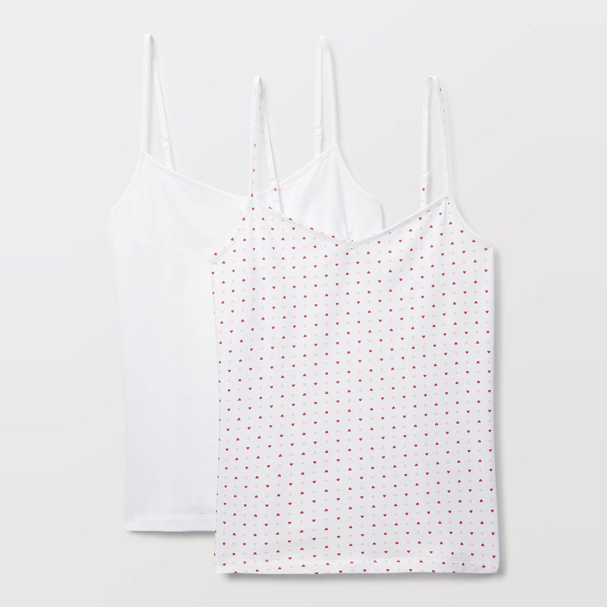 Lot de 2 caracos fines bretelles en coton BIO GOTS blanc, MONOPRIX