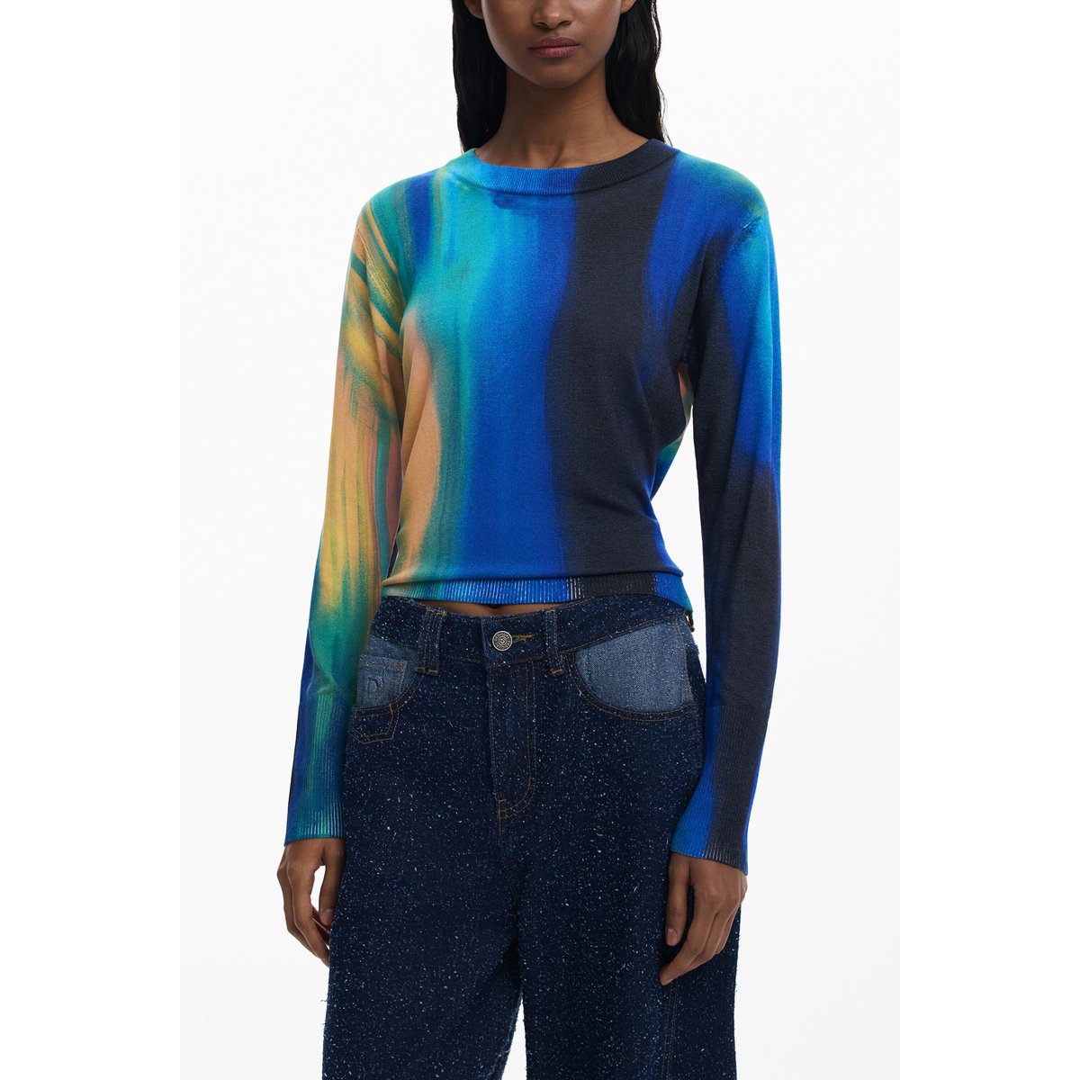 Pull fin dégradé vertical bleu, DESIGUAL