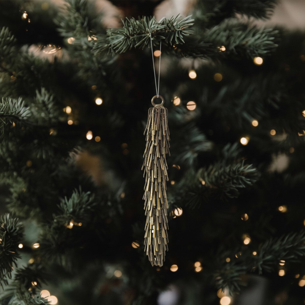 Suspension de noël décorative pomme de pin en fer H13 marron, SIA DECO