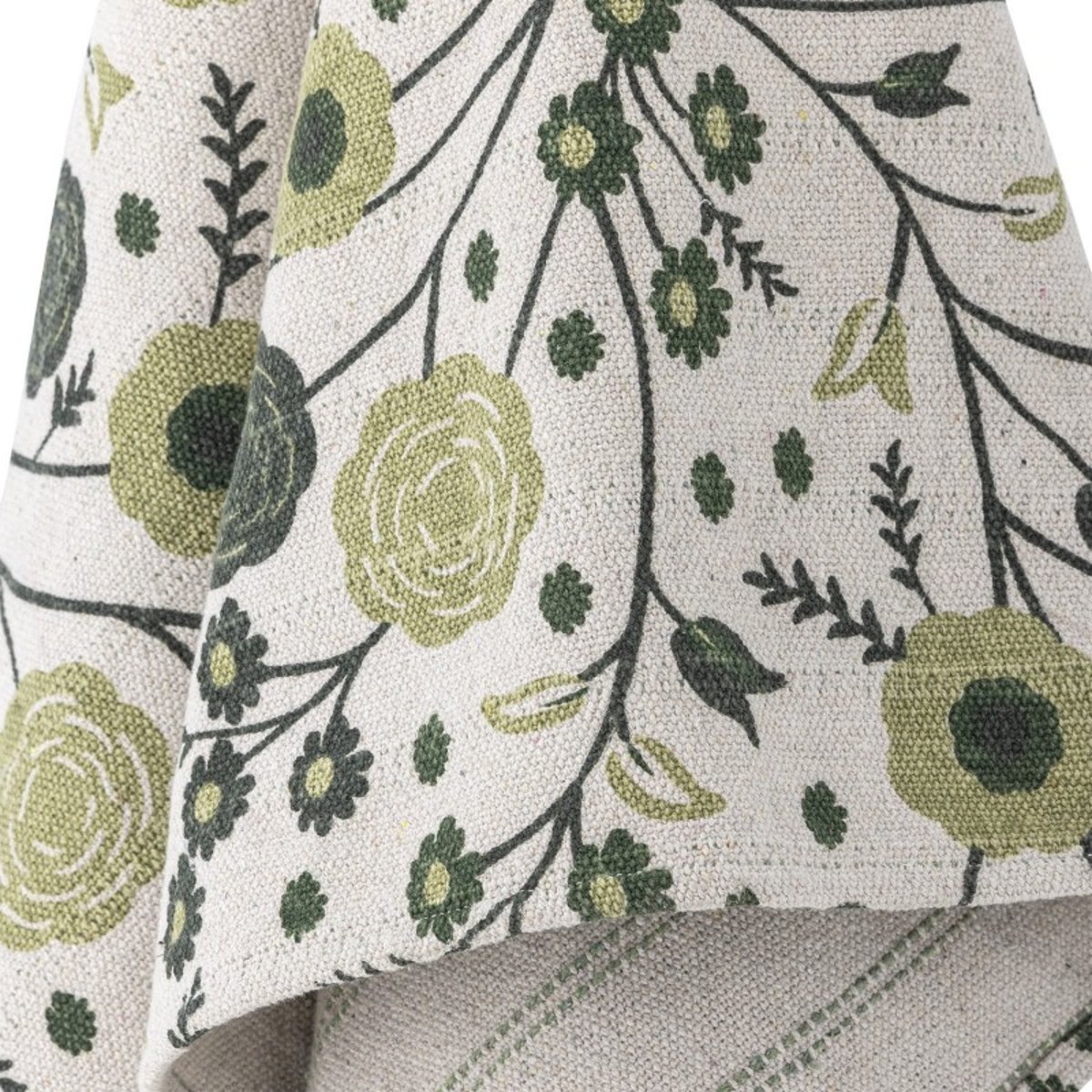 Plaid coton recyclé floral EYDIS vert, BLOOMINGVILLE