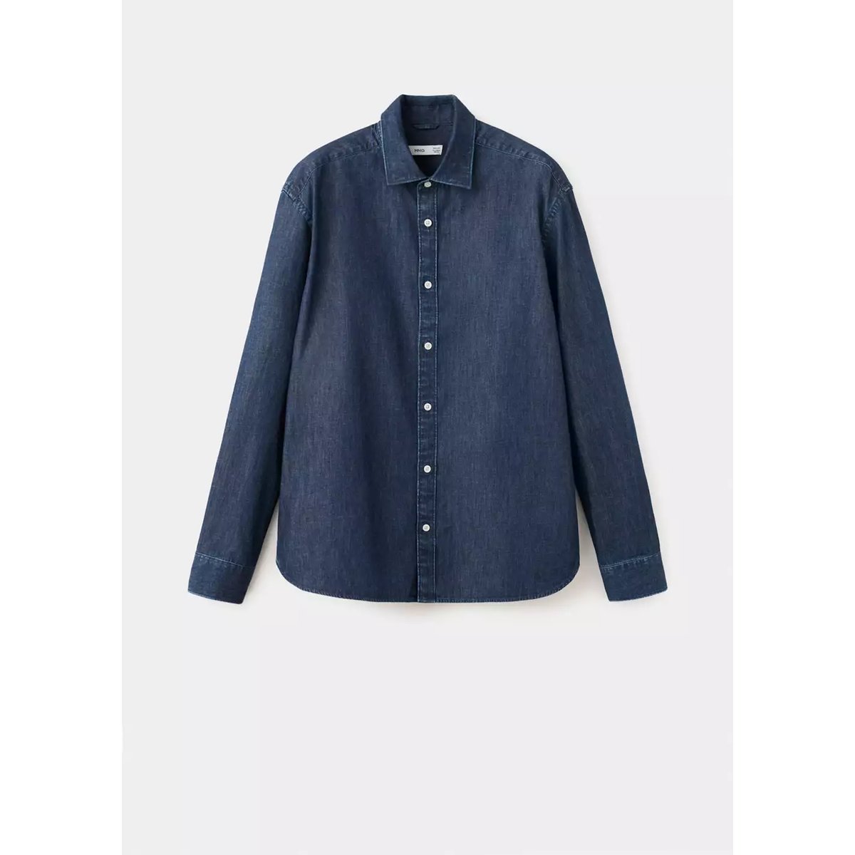 Chemise denim regular-fit coton et lin bleu foncé, MANGO MAN