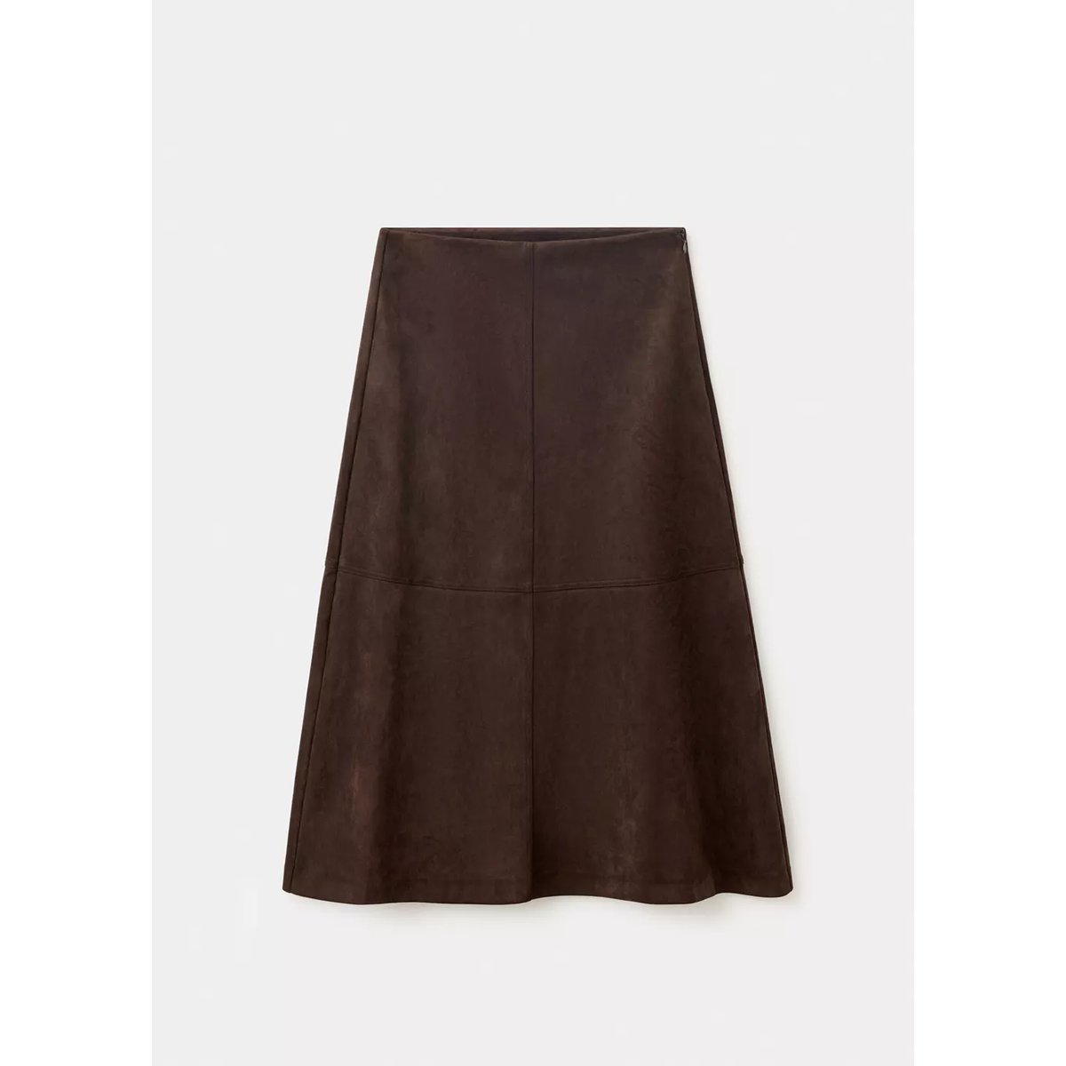 Jupe midi effet daim chocolat, MANGO