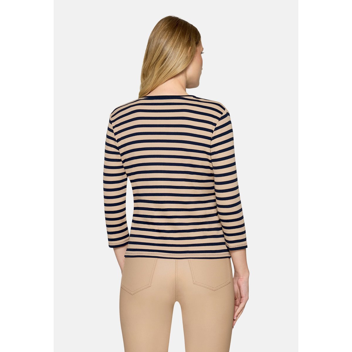 Cardigan façon t-shirt de texture côtelée beige/dark blue, BETTY BARCLAY