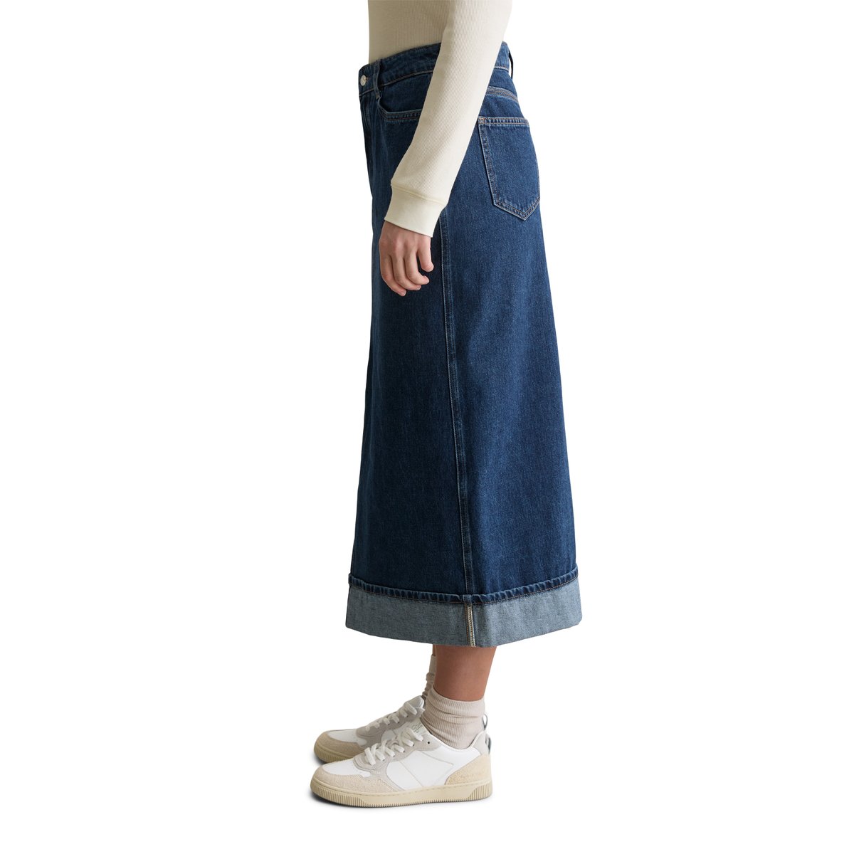 Maxi-jupe en jean regular en denim rigide sans élasthanne bleu foncé, MARC O’POLO DENIM