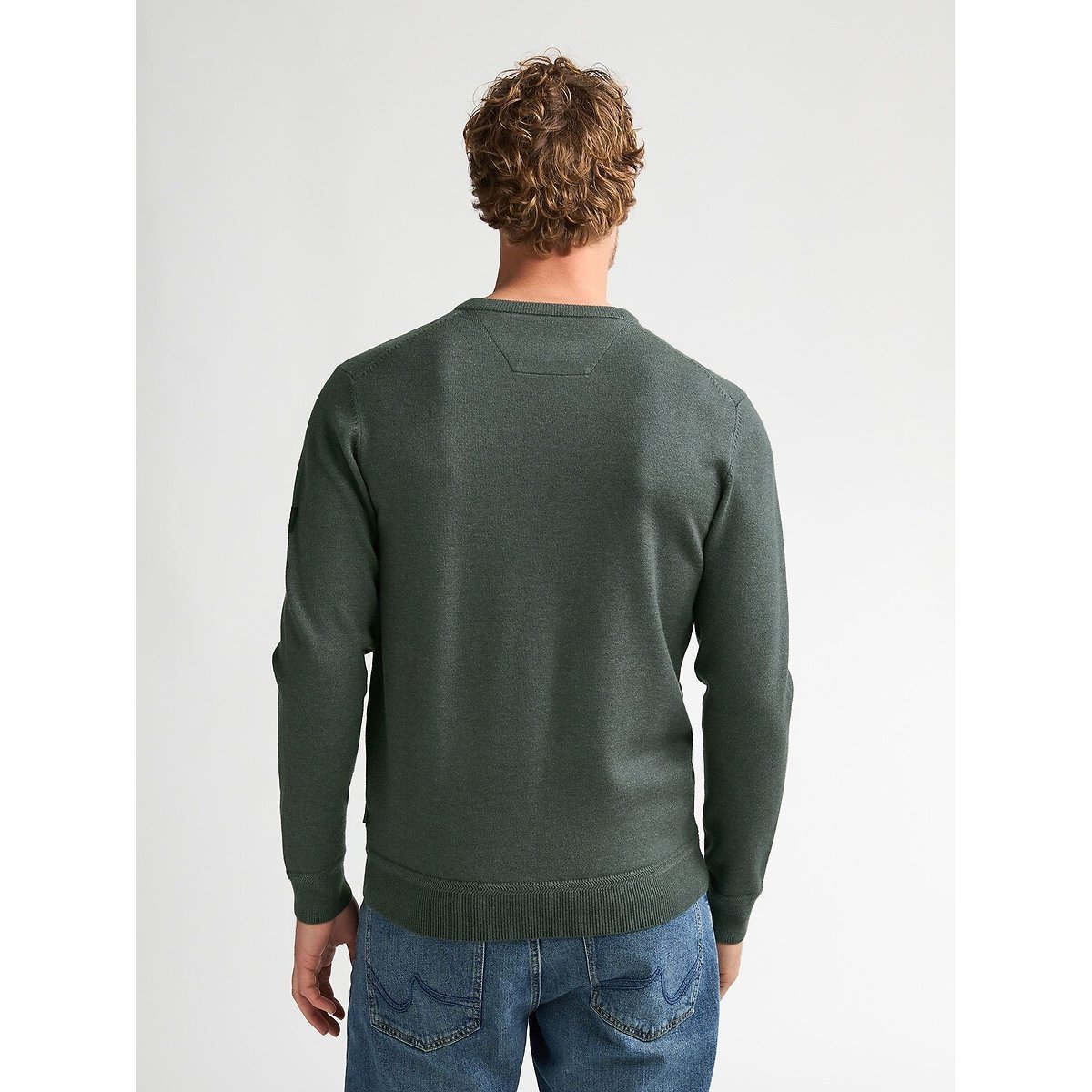 Pull col rond en fine maille vert foncé, PETROL INDUSTRIES