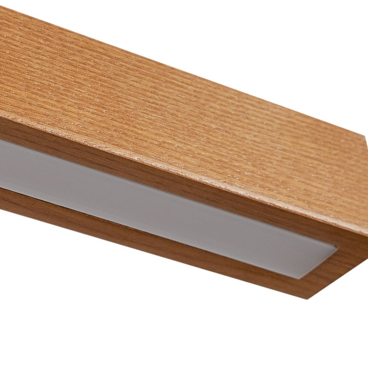 Suspension en bois moderneLED, Nihalo bois clair, blanc, LUCANDE
