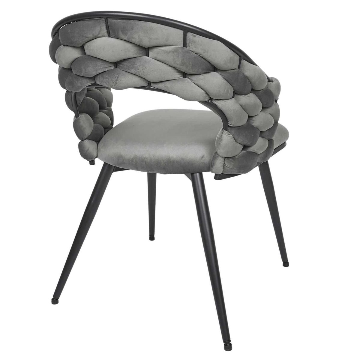 Lot de 2 chaises design avec assise tressée LUND gris, TOILINUX