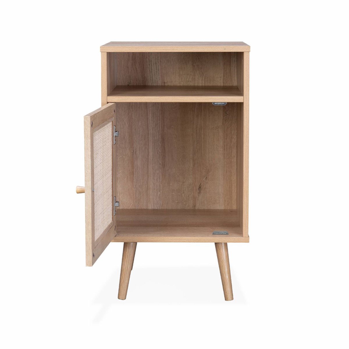 Table de chevet scandinave en cannage 1 porte BOHÈME naturel, SWEEEK