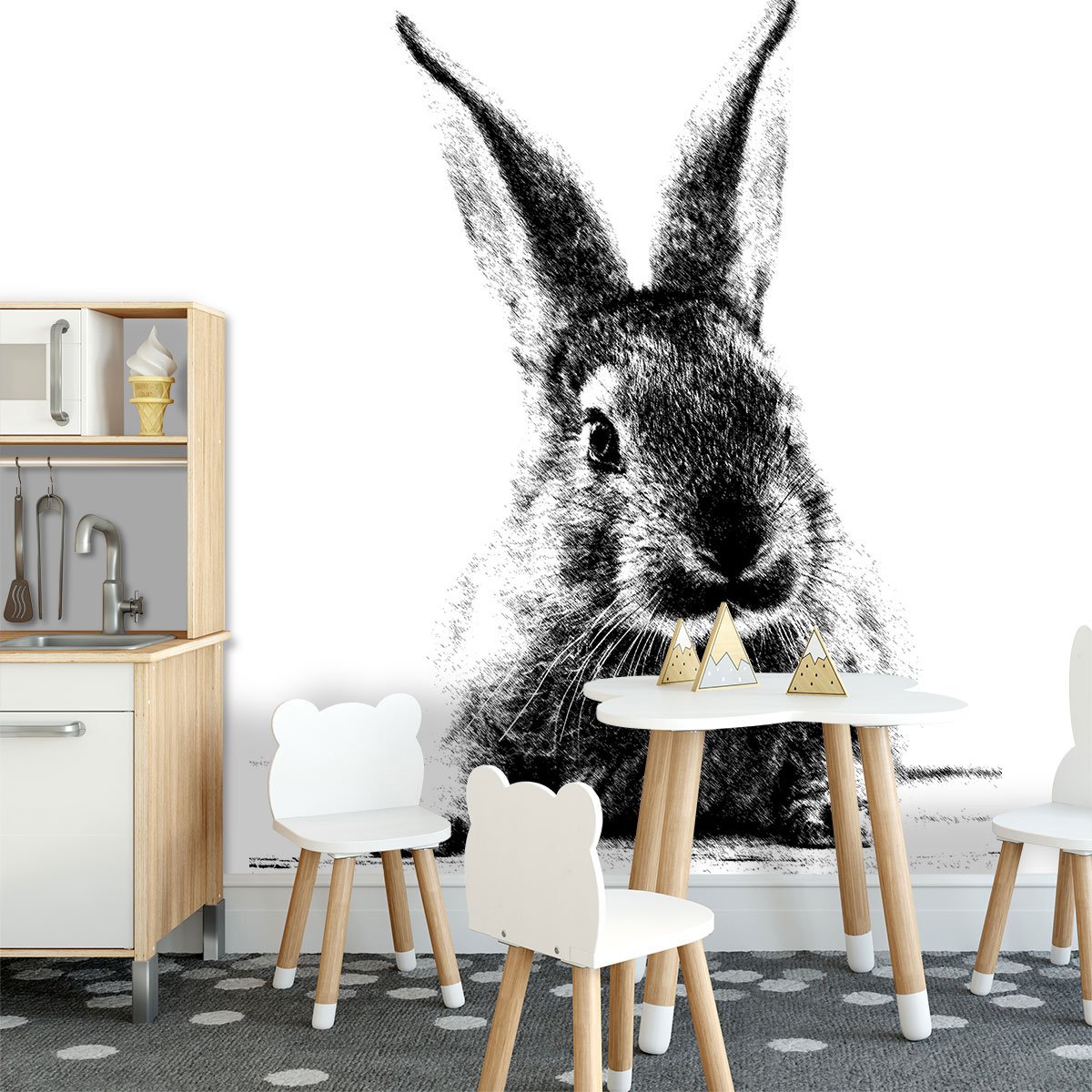 Papier peint lapin géant intissé, HEXOA