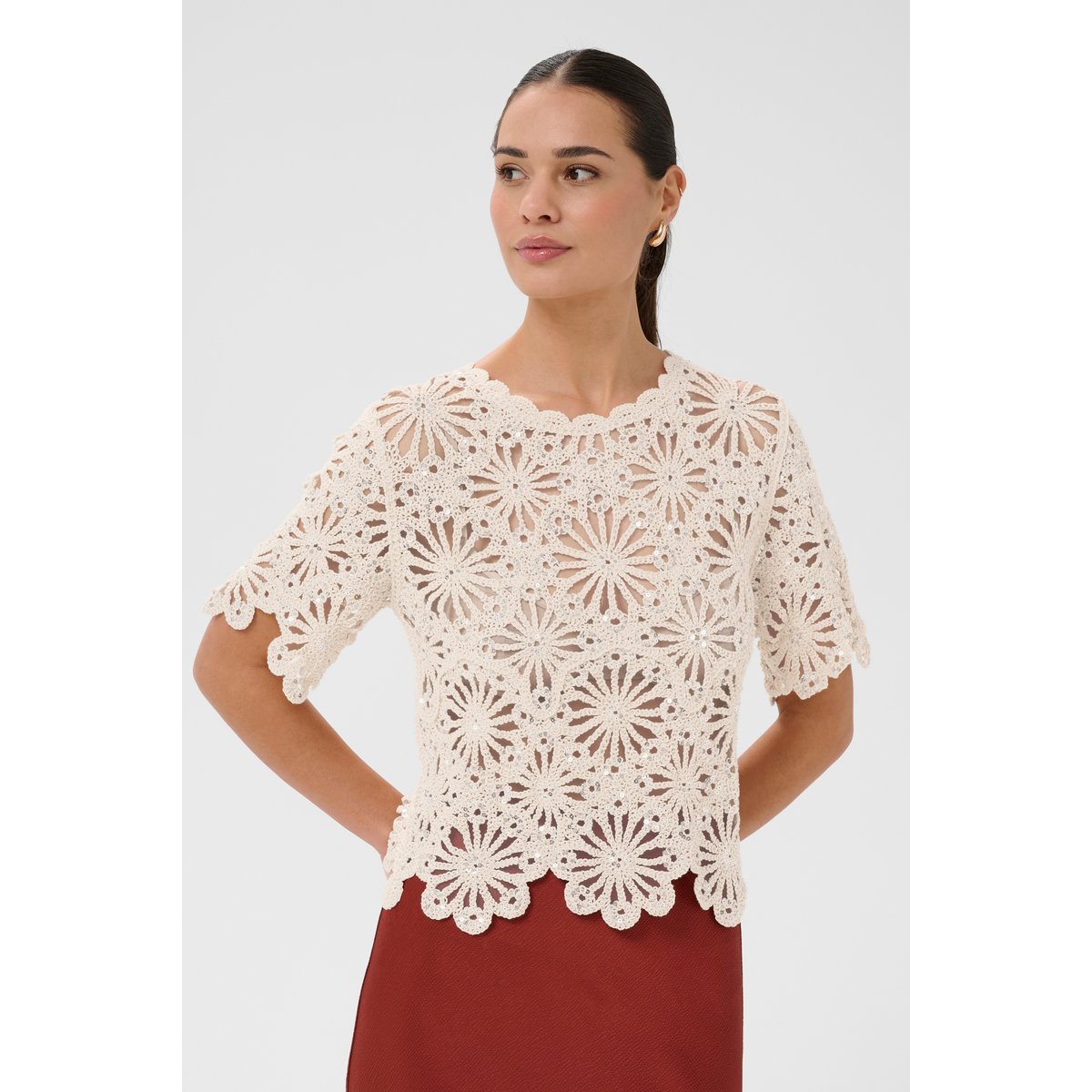 Pullover tricoté blanc broken white w. silver, KAFFE