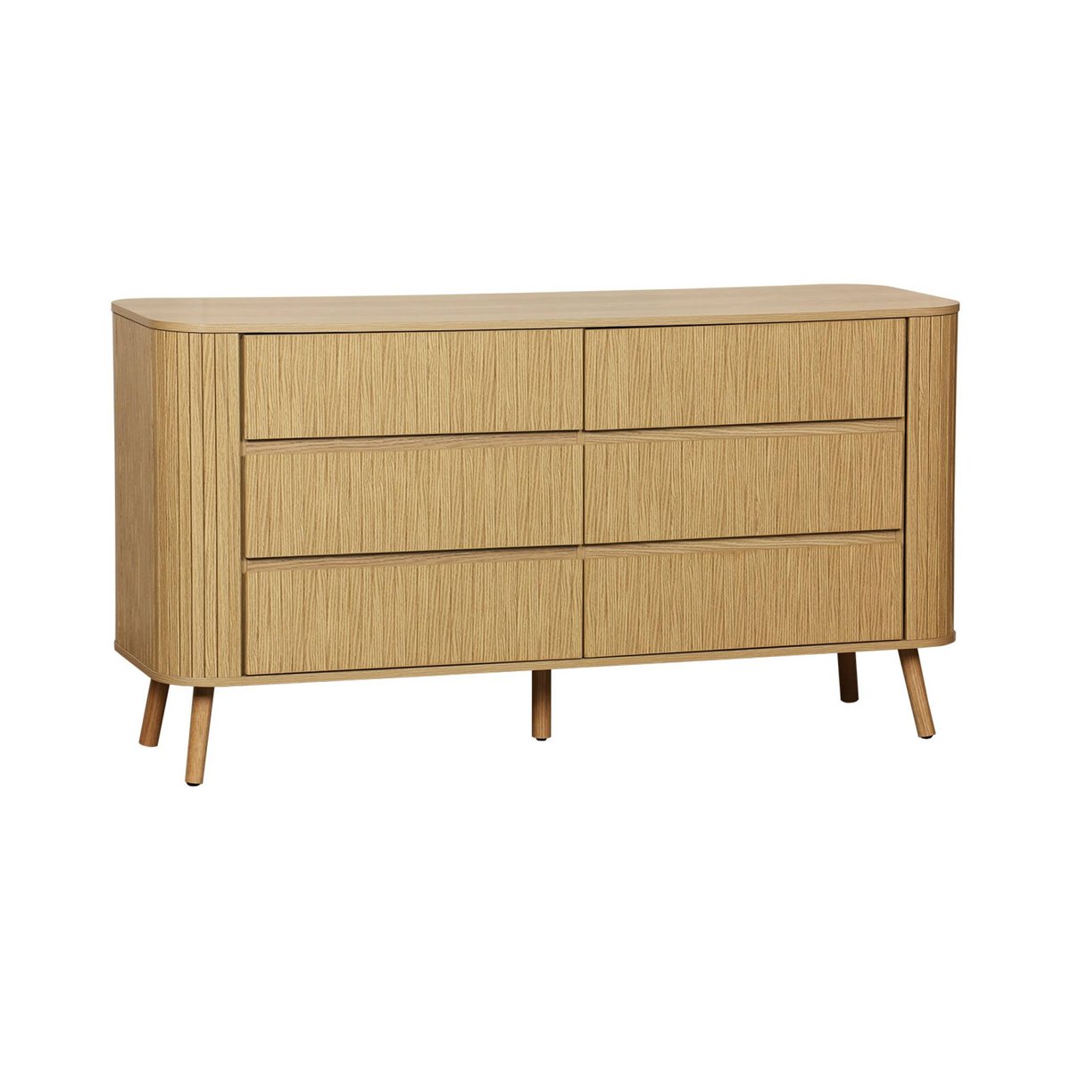 Commode décor bois strié 6 tiroirs LEGACY naturel, SWEEEK