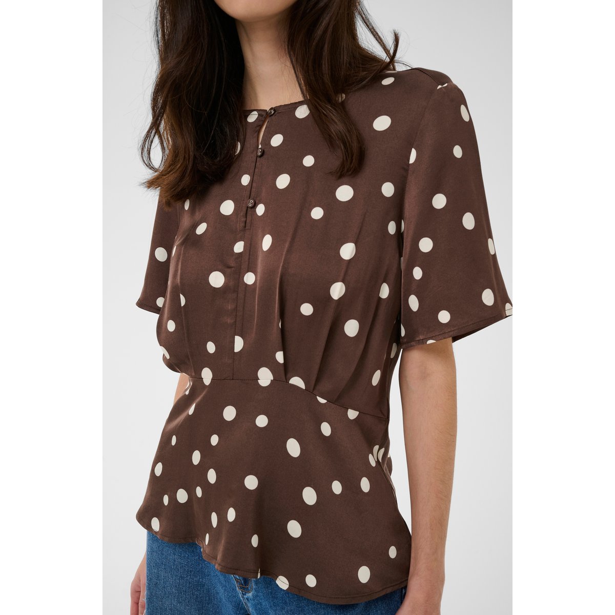 Blouse à manches courtes marron brown/whitecap dot, CULTURE