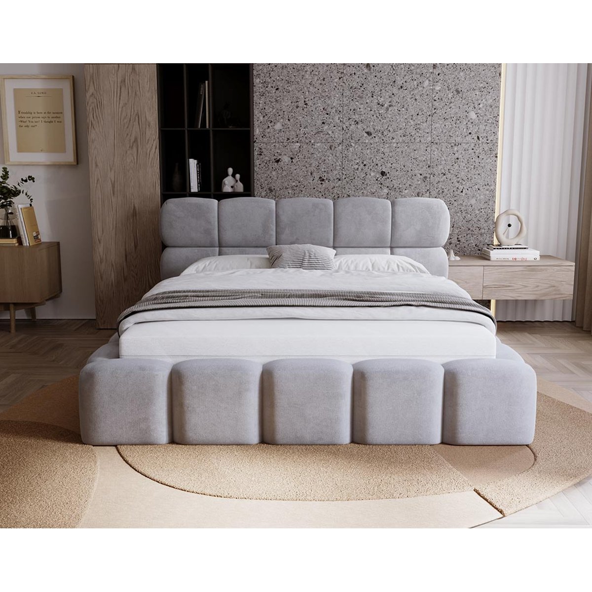 Lit coffre - MARIPOSA gris, BEST MOBILIER
