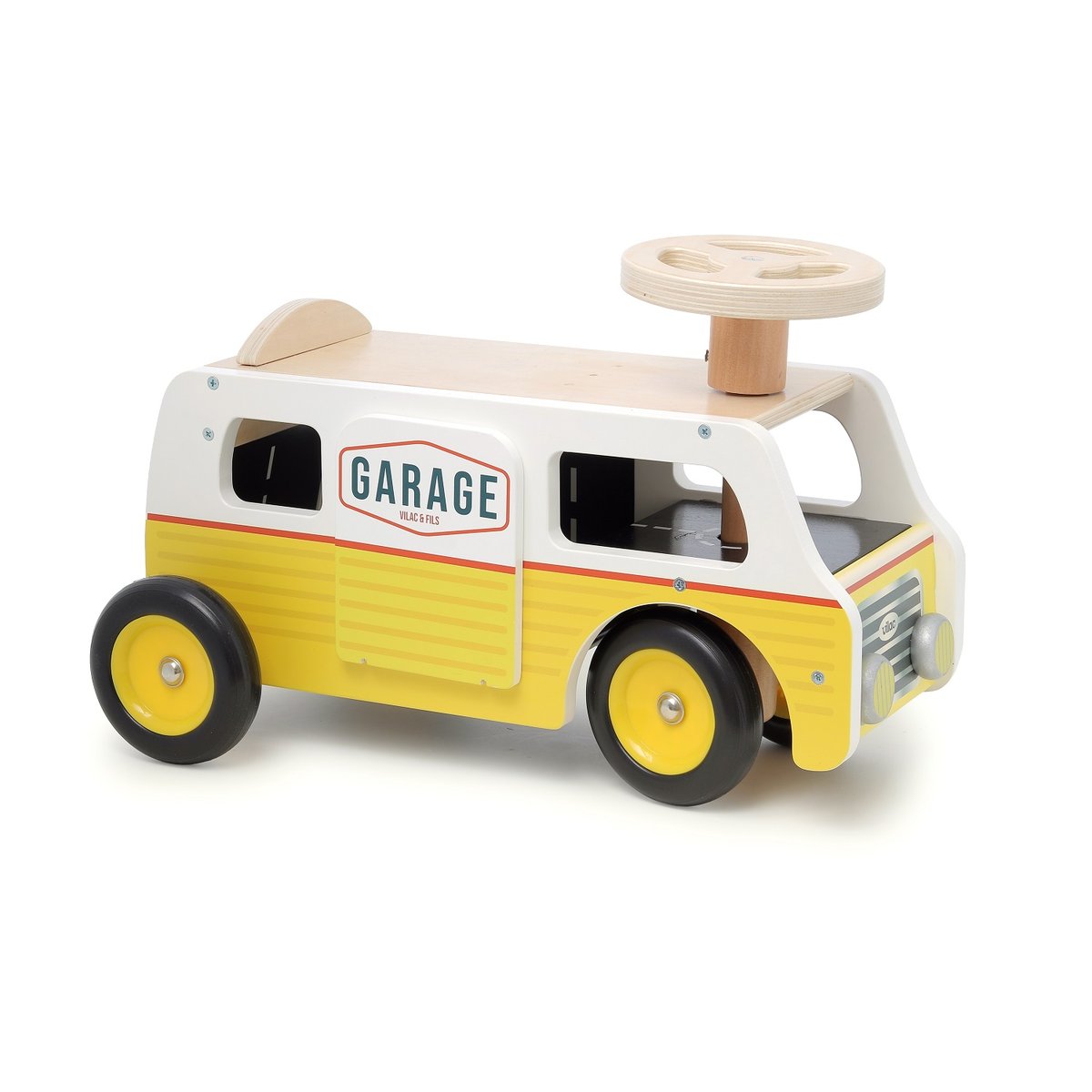 Porteur Van garage en bois jaune, VILAC