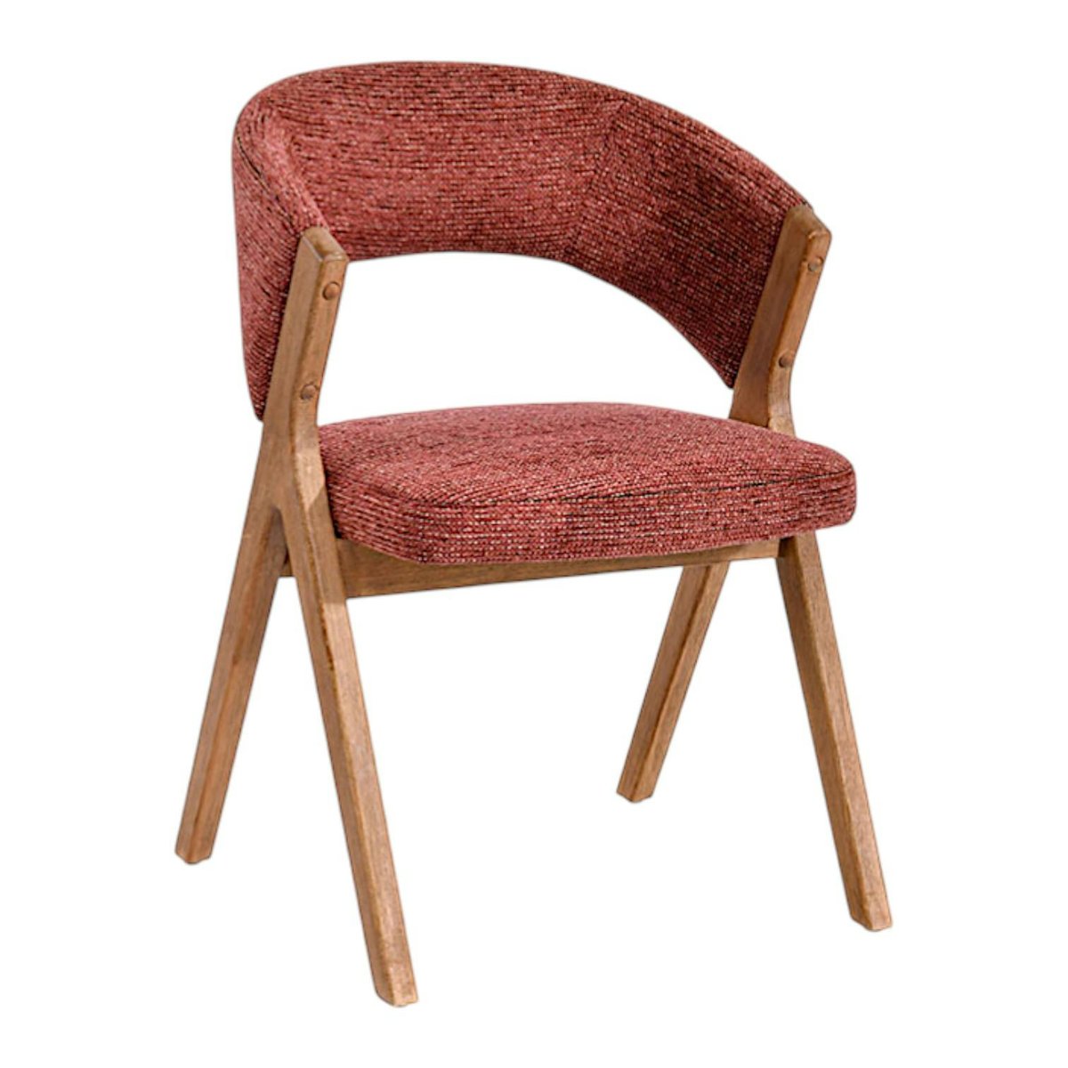 Chaise bois et tissu, dossier arrondi (lot de 2) AGADE rouge, PIER IMPORT