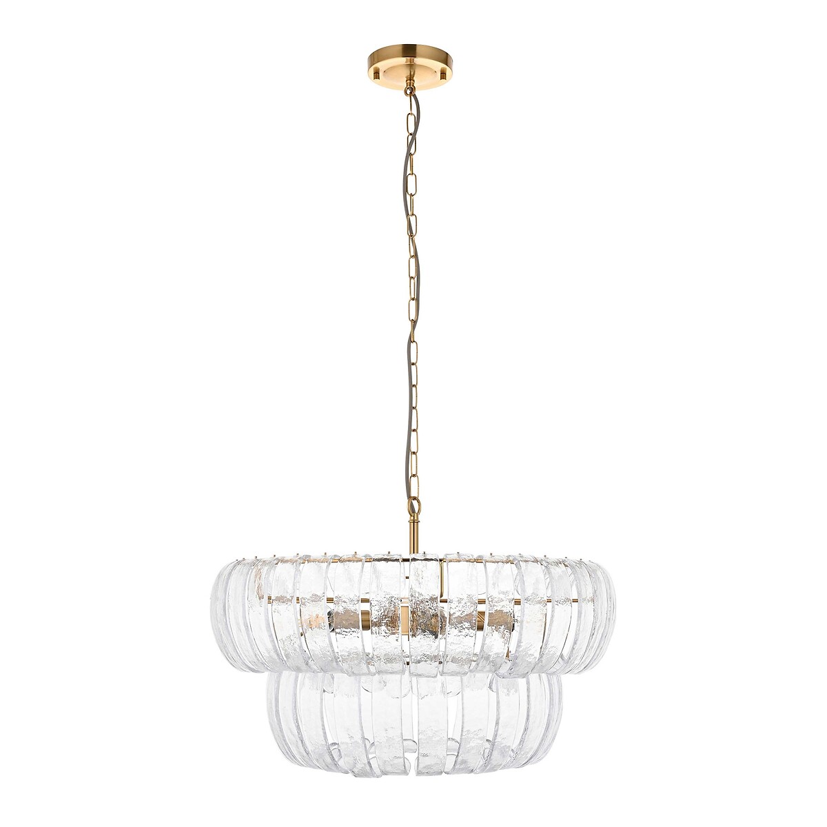 Marnie 6-Light Tiered Textured Glass Pendant Light brass, ÉDITÉ