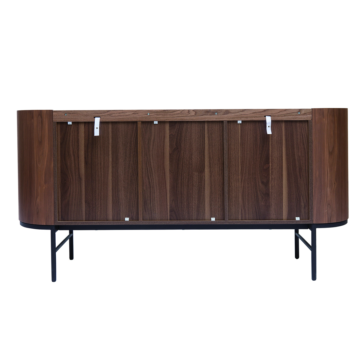 Buffet design bois foncé noyer et métal noir 3 portes L160 cm SKYE noyer, MILIBOO